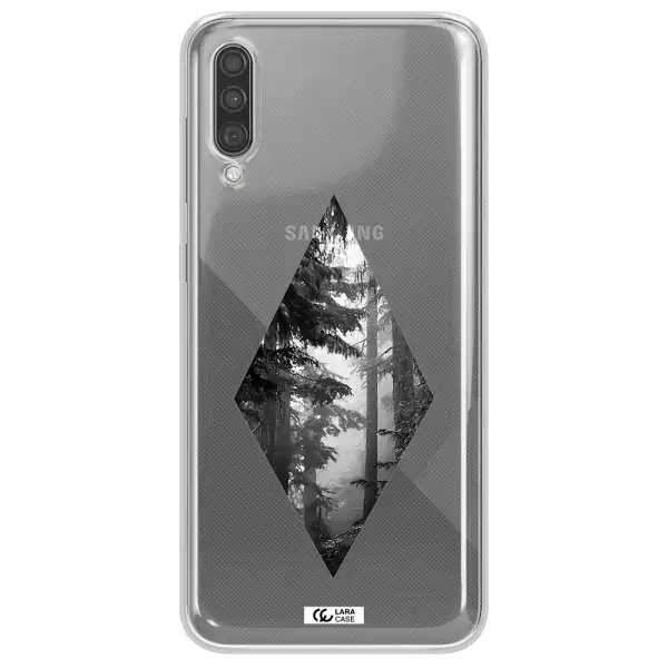 a diamond shaped image of trees Samsung A30S Clear TPU Case