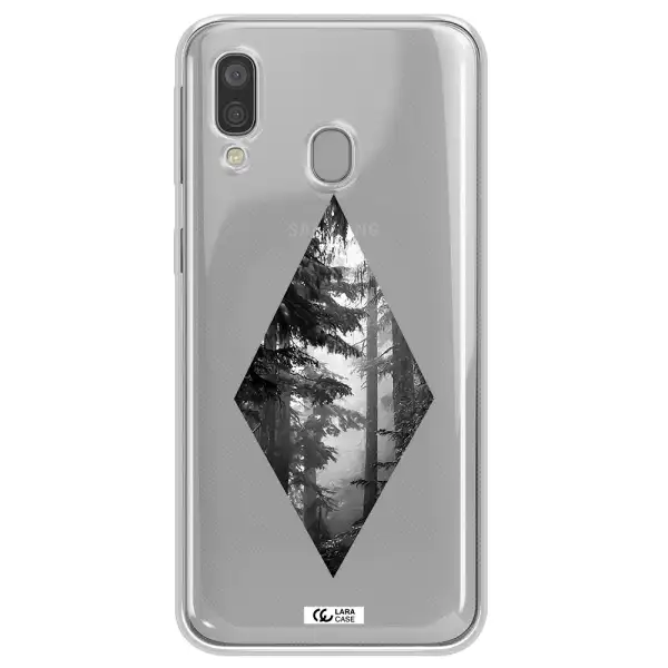 a diamond shaped image of trees Samsung A40 Clear TPU Case