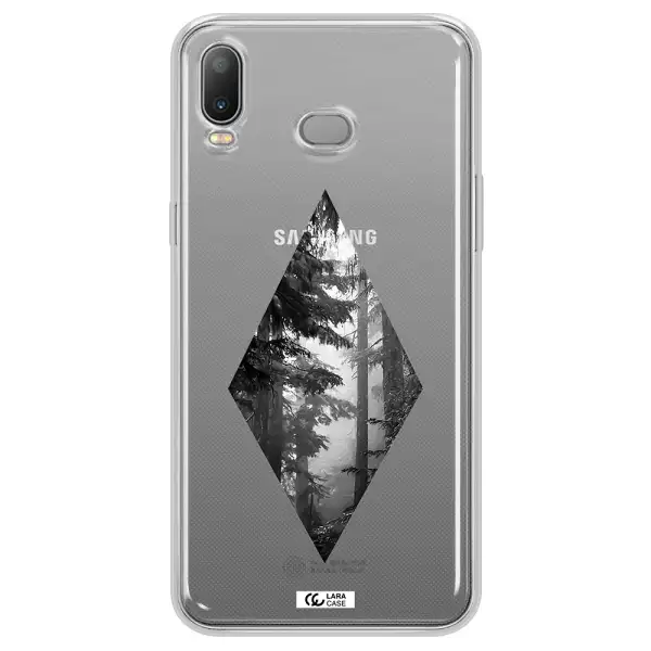 a diamond shaped image of trees Samsung A6S Clear TPU Case