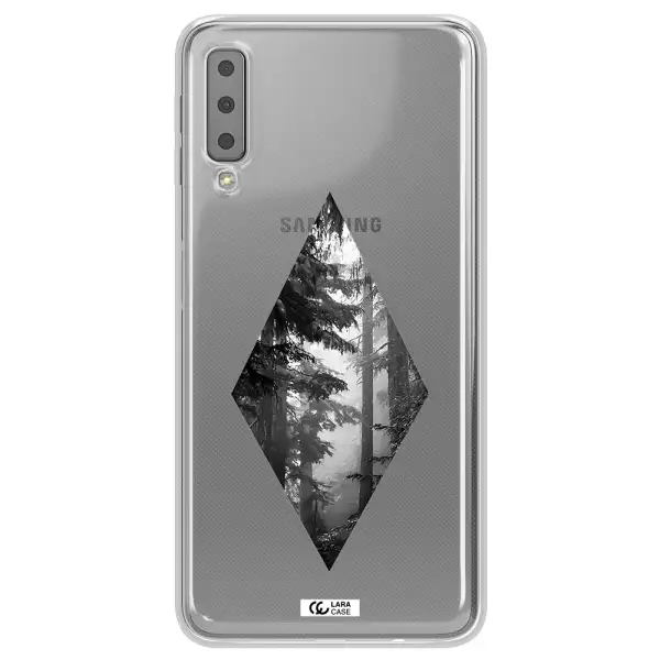 a diamond shaped image of trees Samsung A7 2018 Clear TPU Case