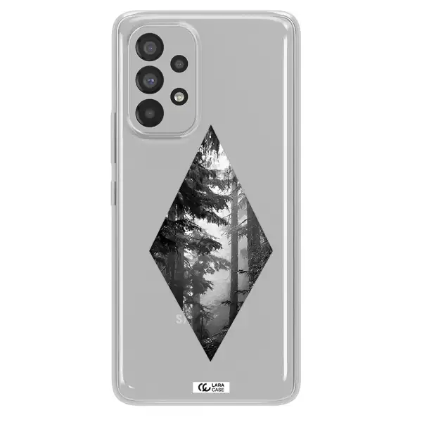 a diamond shaped image of trees Samsung A73 Clear TPU Case