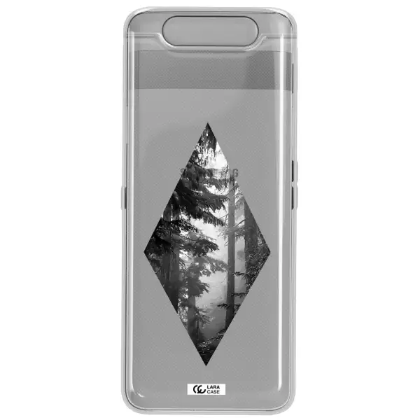 a diamond shaped image of trees Samsung A80 Clear TPU Case