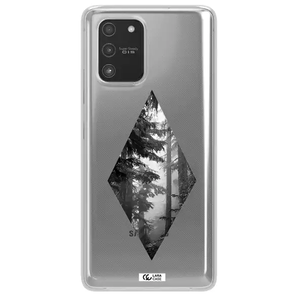 a diamond shaped image of trees Samsung A91 Clear TPU Case