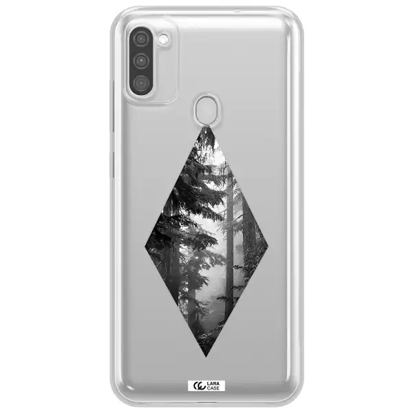 a diamond shaped image of trees Samsung M11 Clear TPU Case