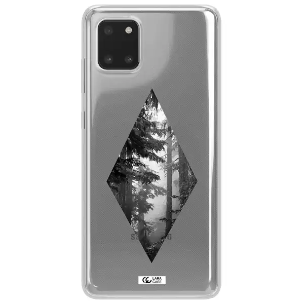 a diamond shaped image of trees Samsung Note 10 Lite Clear TPU Case