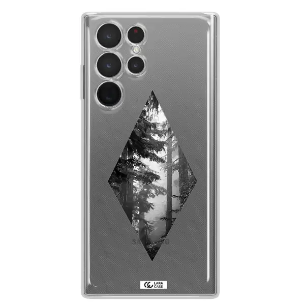 a diamond shaped image of trees Samsung S 22 Ultra Clear TPU Case