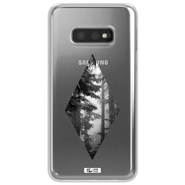 a diamond shaped image of trees Samsung S10e Clear TPU Case