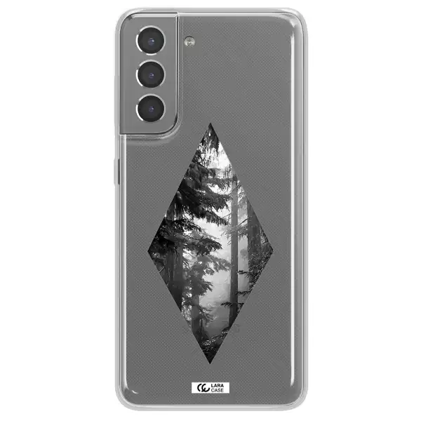 a diamond shaped image of trees Samsung S21 Clear TPU Case