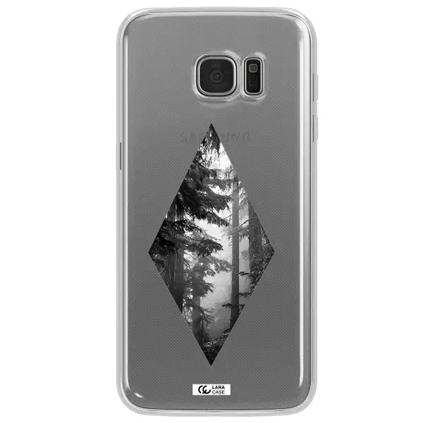 a diamond shaped image of trees Samsung S7 Edge Clear TPU Case