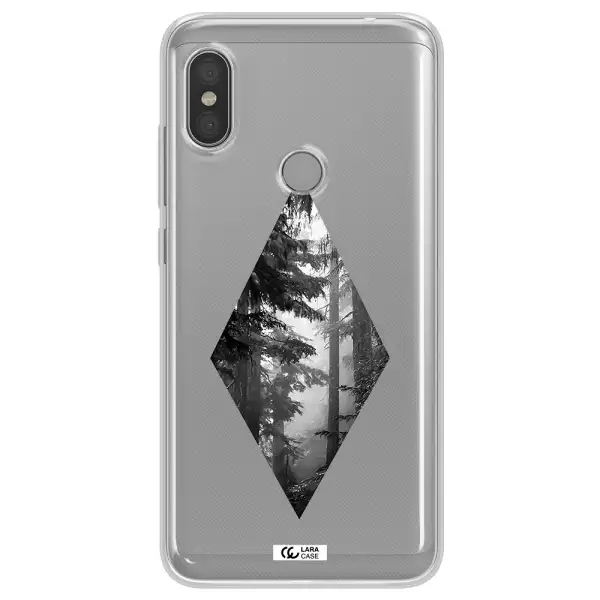 a diamond shaped image of trees Xiaomi Redmi Note 6 Pro Clear TPU Case
