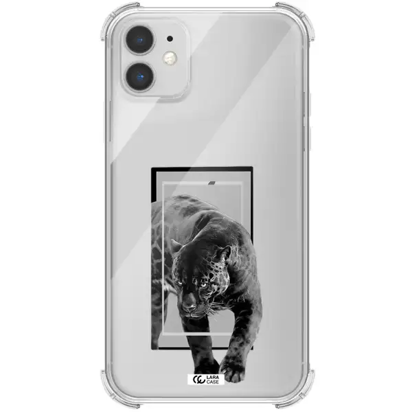 a black tiger with spots on its face Apple iPhone 11 Clear PC Case