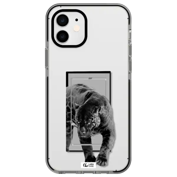 a black tiger with spots on its face Apple iPhone 11 impact black border Case