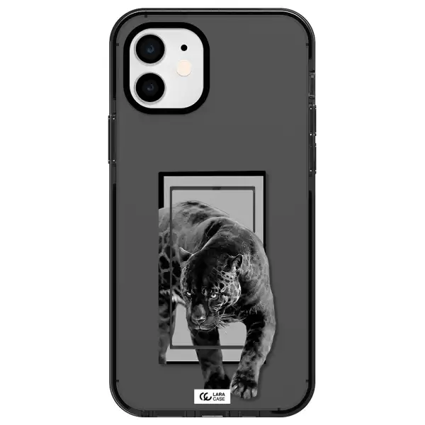 a black tiger with spots on its face Apple iPhone 11 impact Smoke Black Case