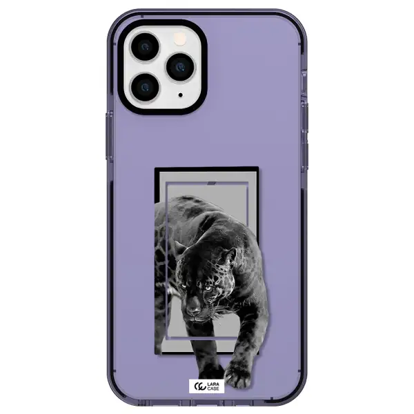 a black tiger with spots on its face Apple iPhone 11 pro impact Lilac Case