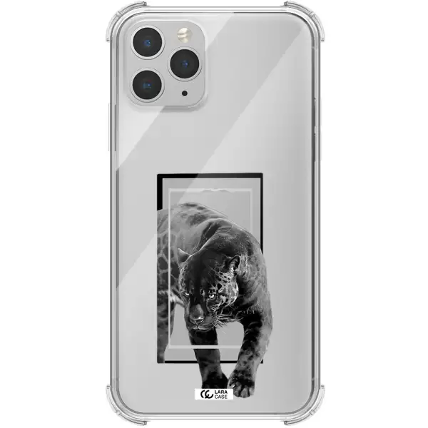 a black tiger with spots on its face Apple iPhone 11 pro max Clear PC Case