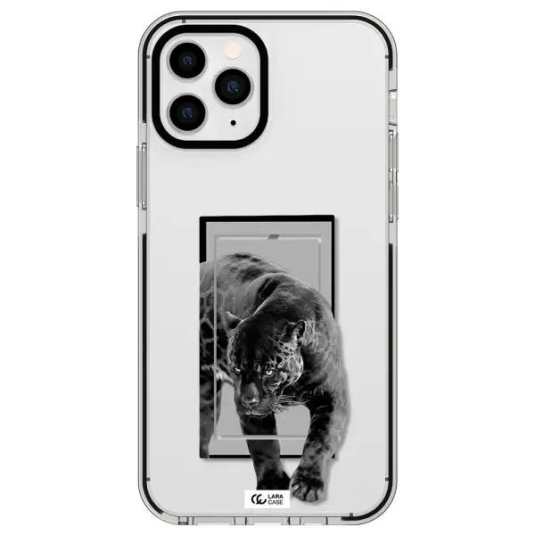 a black tiger with spots on its face Apple iPhone 11 pro max impact black border Case