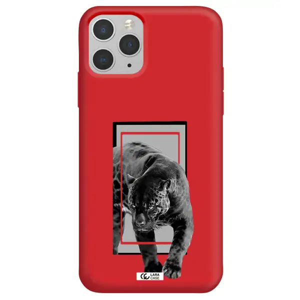 a black tiger with spots on its face Apple iPhone 11 pro max Silicone Imperial Red Case