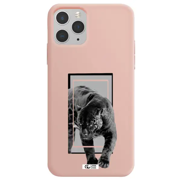 a black tiger with spots on its face Apple iPhone 11 pro max Silicone pastel pink Case
