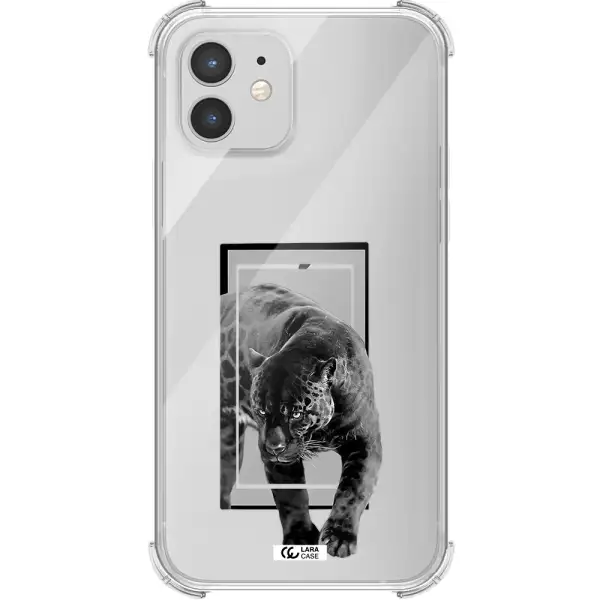 a black tiger with spots on its face Apple iPhone 12 mini Clear PC Case