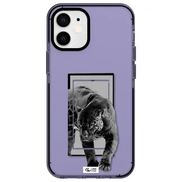 a black tiger with spots on its face Apple iPhone 12 mini impact Lilac Case