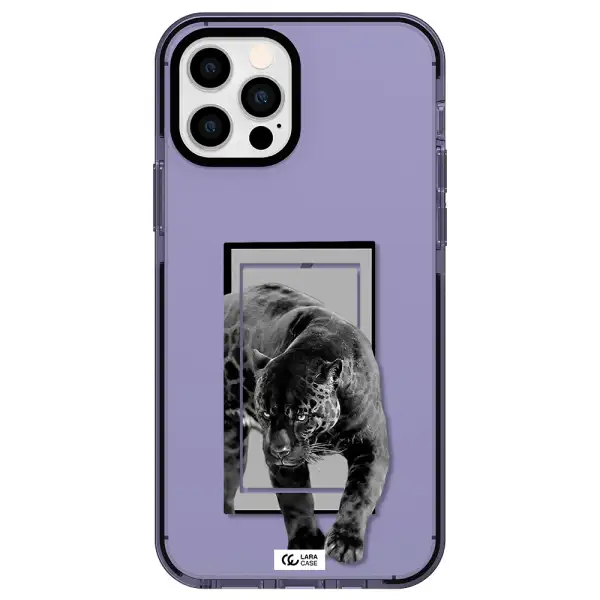 a black tiger with spots on its face Apple iPhone 12 pro impact Lilac Case