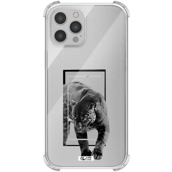 a black tiger with spots on its face Apple iPhone 12 pro max Clear PC Case