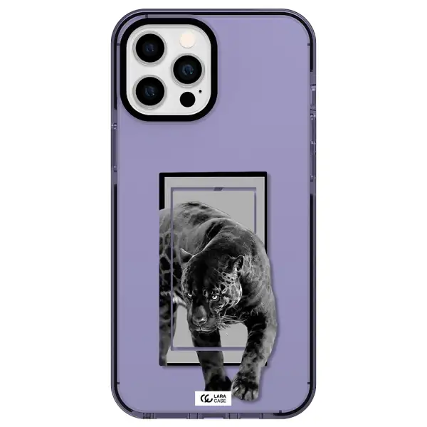 a black tiger with spots on its face Apple iPhone 12 pro max impact Lilac Case