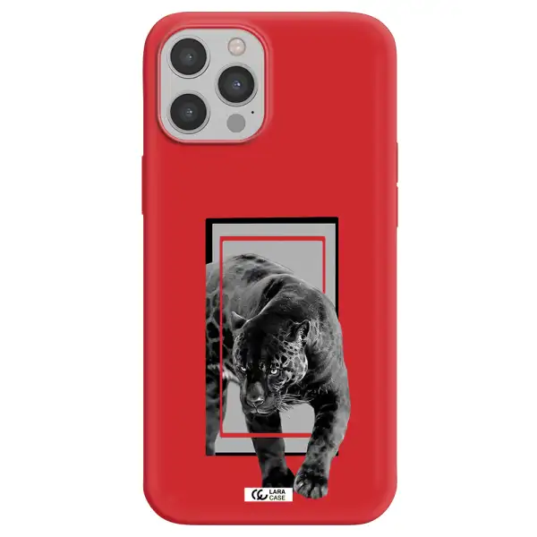 a black tiger with spots on its face Apple iPhone 12 pro max Silicone Imperial Red Case