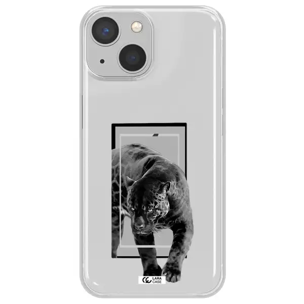 a black tiger with spots on its face Apple iPhone 13 Clear TPU Case