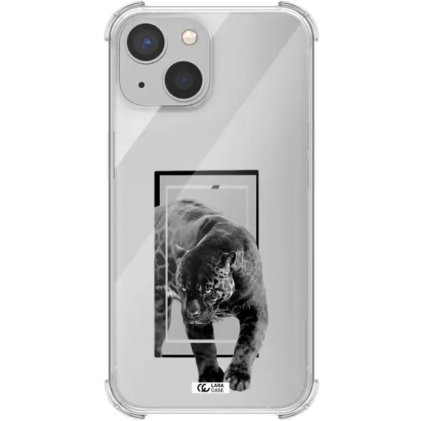 a black tiger with spots on its face Apple iPhone 13 mini Clear PC Case