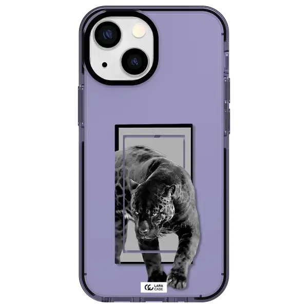 a black tiger with spots on its face Apple iPhone 13 mini impact Lilac Case