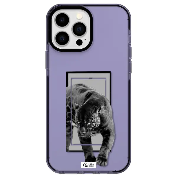 a black tiger with spots on its face Apple iPhone 13 Pro Max impact Lilac Case