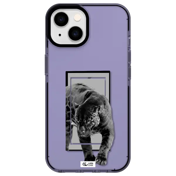 a black tiger with spots on its face Apple iPhone 14 impact Lilac Case