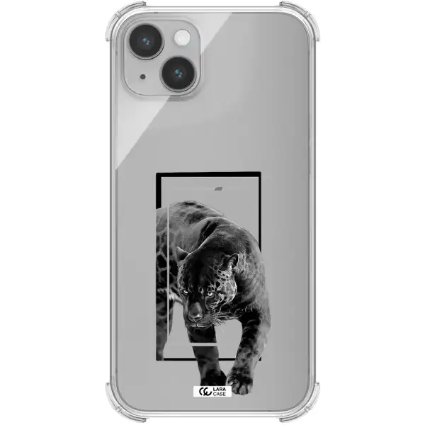 a black tiger with spots on its face Apple iPhone 14 plus Clear PC Case
