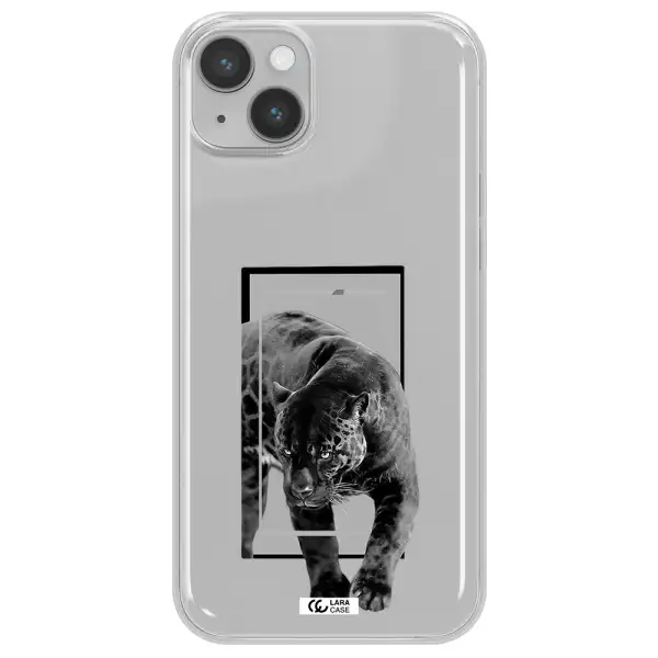 a black tiger with spots on its face Apple iPhone 14 plus Clear TPU Case