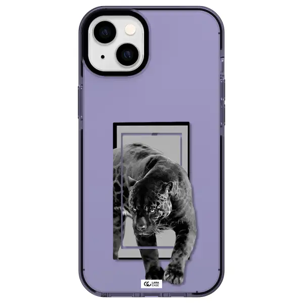 a black tiger with spots on its face Apple iPhone 14 plus impact Lilac Case
