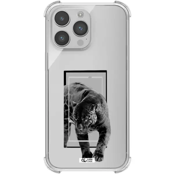a black tiger with spots on its face Apple iPhone 14 pro max Clear PC Case