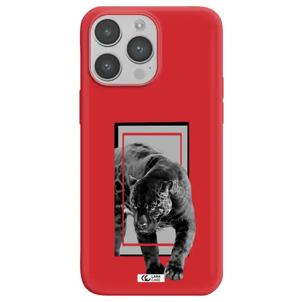 a black tiger with spots on its face Apple iPhone 14 pro max Silicone Imperial Red Case