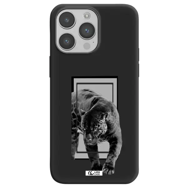 a black tiger with spots on its face Apple iPhone 14 pro Silicone black Case