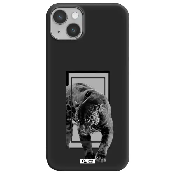 a black tiger with spots on its face Apple iPhone 14 Silicone black Case