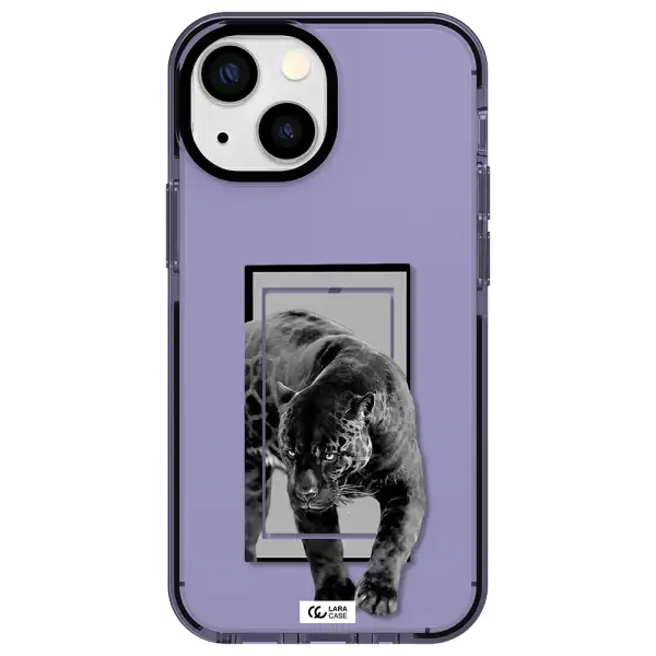 a black tiger with spots on its face Apple iPhone 15 impact Lilac Case