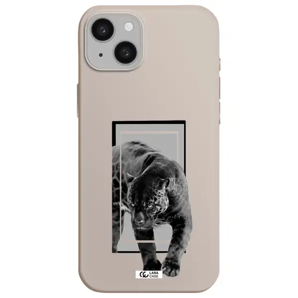 a black tiger with spots on its face Apple iphone 15 plus Silicone Stone Case