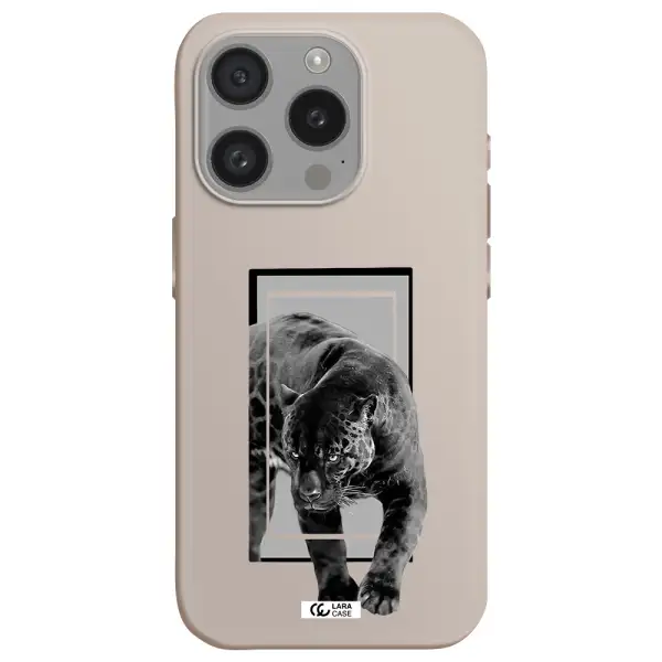 A Black Tiger With Spots On Its Face Apple Iphone 15 Pro Silicone Stone Case