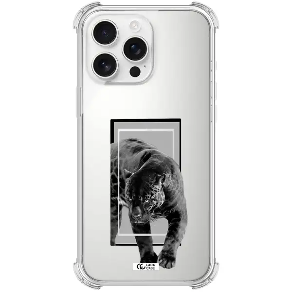 A Black Tiger With Spots On Its Face Apple Iphone 16 Pro Max Clear Pc Case