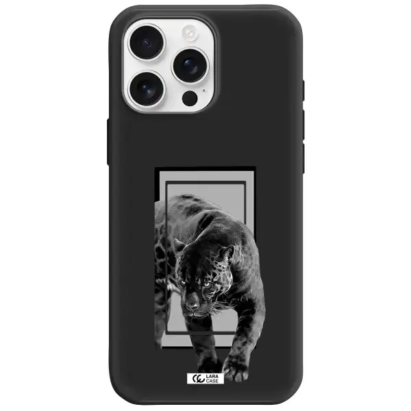 A Black Tiger With Spots On Its Face Apple Iphone 16 Pro Max Silicone Black Case