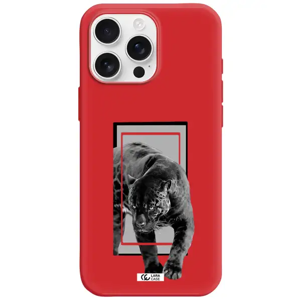 A Black Tiger With Spots On Its Face Apple Iphone 16 Pro Max Silicone Imperial Red Case