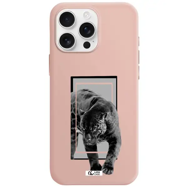 A Black Tiger With Spots On Its Face Apple Iphone 16 Pro Max Silicone Pastel Pink Case