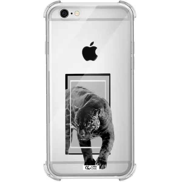 a black tiger with spots on its face Apple iPhone 6 Clear PC Case