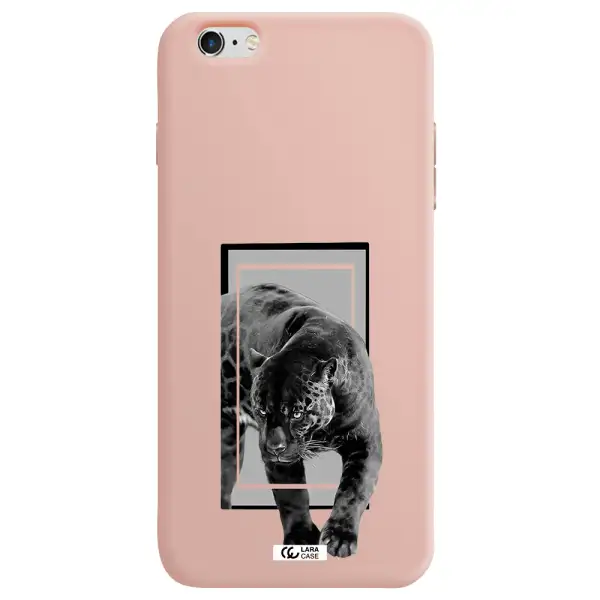 a black tiger with spots on its face Apple iPhone 6 plus Silicone pastel pink Case