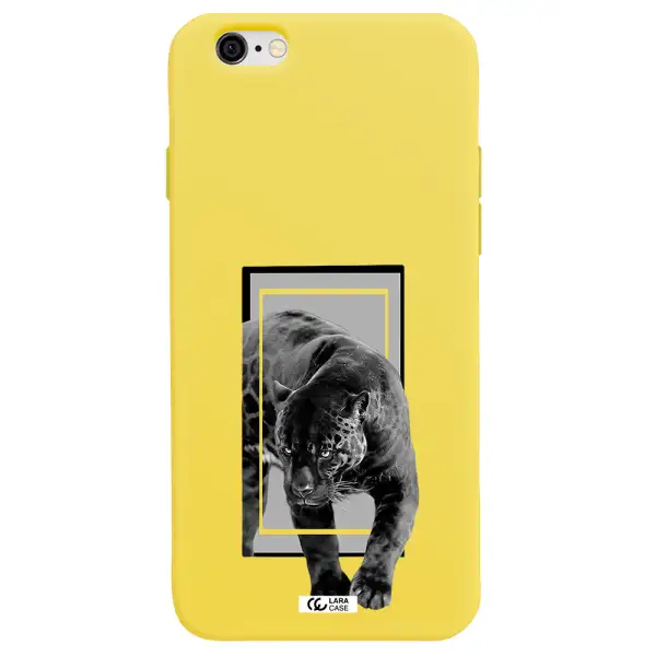 a black tiger with spots on its face Apple iPhone 6 Silicone canary yellow Case